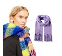 Molten Creek® Women Fluffy Designer Scarfs, Winter Warm Soft, Tassel Shawl & Wraps, Long Checks & Solid Scarves, Stylish & Colourful, Easy to Wear, Gift for Women (FSC-26)