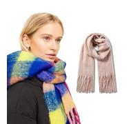 Molten Creek® Women Fluffy Designer Scarfs, Winter Warm Soft, Tassel Shawl & Wraps, Long Checks & Solid Scarves, Stylish & Colourful, Easy to Wear, Gift for Women (FSC-28)