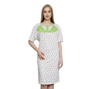 Molten Creek® Women's Nightwear, 100% Cotton, Floral Printed, Round Neck, Short Sleeves, Midi Length with Straight Hemline, Soft and Comfortable, Sleep Loungewear (Small Flower- Green, 2XL)