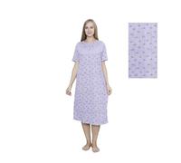 Molten Creek® Women's Nightwear, 100% Cotton, Floral Printed, Round Neck, Short Sleeves, Midi Length with Straight Hemline, Soft and Comfortable Nighty, Sleep Loungewear (Lilac, 3XL)