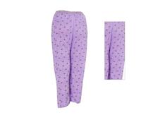 Molten Creek® Women's Nightwear, 100% Cotton, Floral Printed, Round Neck, Short Sleeves, Midi Length with Straight Hemline, Soft and Comfortable, Sleep Loungewear (Lilac- Trouser, Trouser- One Size)
