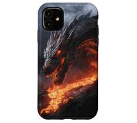 Molten Dragon Looming Over a Fiery Lava Stream Case for iPhone 11