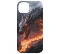 Molten Dragon Looming Over a Fiery Lava Stream Case for iPhone 15 Plus