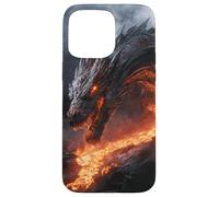 Molten Dragon Looming Over a Fiery Lava Stream Case for iPhone 15 Pro Max