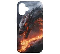 Molten Dragon Looming Over a Fiery Lava Stream Case for iPhone 16