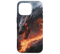 Molten Dragon Looming Over a Fiery Lava Stream Case for iPhone 16 Pro