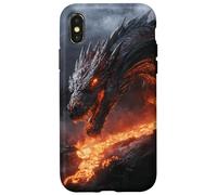 Molten Dragon Looming Over a Fiery Lava Stream Case for iPhone X/XS