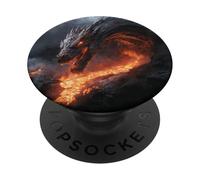 Molten Dragon Looming Over a Fiery Lava Stream PopSockets Adhesive PopGrip