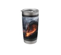 Molten Dragon Looming Over a Fiery Lava Stream Stainless Steel Insulated Tumbler
