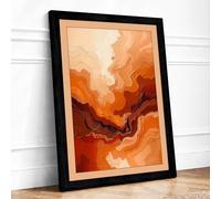 Molten Flow Abstract Framed Wall Art Print A3 (42×29.7cm) Black, Wall Decor for Living Room, Bedroom, Office & Home, Ready to Hang, Art Gift