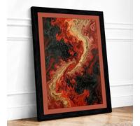 Molten Forms Abstract Framed Wall Art Print A3 (42×29.7cm) Black, Wall Decor for Living Room, Bedroom, Office & Home, Ready to Hang, Art Gift