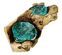 Molten Glass Double Candle Holder On Teak Root Stand Tea Light Rustic Decor Gift 26cm