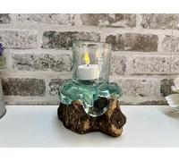 Molten Glass on Root Wooden Bowl - Pot Pourri/LED Candle Holder