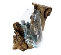 Molten Glass On Wood Hanging Bowl