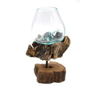 Molten Glass on Wood with Stand Medium Bowl Adorable Home Decoration
