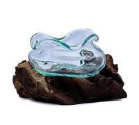 Molten Glass Wavy Bowl On Wood - Eco-Friendly Bali-Inspired Decor