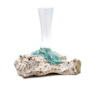 Molten Glass & Whitewash Wood Vase - Medium, Hand-Blown Decor