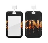 Molten Gold King Id Badge Holder with Lanyard-Vertical Card Protector Clear Abs Hard Shell, Retractable Reel for Work Office