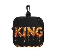 Molten Gold King Small Zip Pouch-Waterproof Neoprene Storage Bag for Earbuds, Keychain Clip Case for Coins Cards USB, Travel Organiser