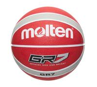 Molten GR Basketball, Indoor/Outdoor, Premium Rubber, Size 7, Impact Colour Red/White/Silver, Suitable For Boys age 14 & Adult (BGR7-WRS)