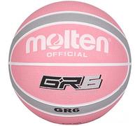 Molten GR Premium Rubber Basketball | Indoor/Outdoor Play | Durable Pro Pebble Grip Texture | Reaction Training | Size 6 | For Boys age 12-14, Girls age 14 plus & Adults | Pink & Grey
