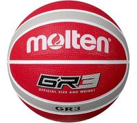 Molten GR Premium Rubber Basketball | Indoor/Outdoor Play | Durable Pro Pebble Grip Texture | Reaction Training | Size 3 | For Boys age 6 & under, Girls age 11 & under | Red & Silver