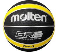 Molten GR Basketball, Indoor/Outdoor, Premium Rubber, Size 5, Impact Colour Black/Yellow, Suitable For Boys Age 7, 8, 9, 10 & 11, Girls age 12 & 13 (BGR5-KY)