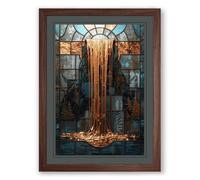 Molten Metal Reverie Surrealism Framed Wall Art Print A2 (59.4×42cm) Walnut, Wall Decor for Living Room, Bedroom, Office & Home, Ready to Hang, Art Gift