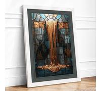 Molten Metal Reverie Surrealism Framed Wall Art Print A3 (42×29.7cm) White, Wall Decor for Living Room, Bedroom, Office & Home, Ready to Hang, Art Gift