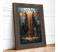 Molten Metal Reverie Surrealism Framed Wall Art Print A4 (29.7×21cm) Walnut, Wall Decor for Living Room, Bedroom, Office & Home, Ready to Hang, Art Gift