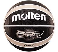 Molten Premium 12 Panel Design Rubber Basketball, Black/Silver, Official Size 7"