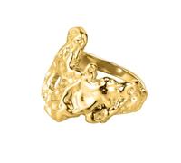 Molten Texture S925 Sterling Silver Stackable Rings for Women Organic Irregular Statement Band Fashion Accessories Adjustable Chunky Ring for Daily Wear Gold