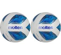 Molten Vantaggio 1000 Football, Superior Training Practice Ball, Durable Thermoplastic Polyurethane, Size 4 - For Boys and Girls Aged 9 to 14, Hi-Vis Blue Flame Design (Pack of 2)