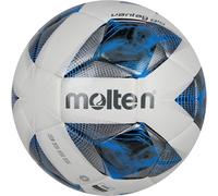 Molten Vantaggio 3555 Hybrid Bonded Football | FIFA Quality Pro Match Ball | Durable Textured PU Leather | Size 5 - For Boys and Girls Aged 14 plus & Adults | Hi-Vis Blue Flame Design