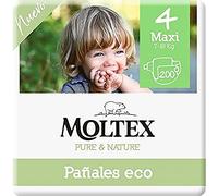 Moltex Pure & Nature 200 White Ecological Diapers with Printed Design Size 4 (9-15 kg) - 4 Bags of 50 Units