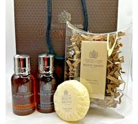 MOLTON BROWN Neon Amber Bath & Shower Gel 30ml Mini EDT Soap Gift Bag Set Men