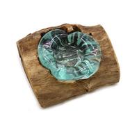Molton Glass Candle Holder On Wooden Base - Handcrafted Natural Decor