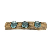 KDMD Molton Glass Flat Triple Candle Holder on Wood in Brown KDMD Brown