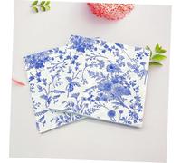 MOLUCKFU 100pcs Banquets Napkins Fancy Paper Napkins Tea Party Table Birthday Colored Pretty Paper Party Printed Decorative Bridal Shower Floral Fancy Blue