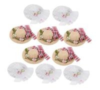 MOLUCKFU 10pcs Mini Straw Hats Lightweight Handwoven Sombrero with Bowknot for Dollhouse Crafts Small Cowgirl Hat Accessories for Christmas Party DIY Decorations