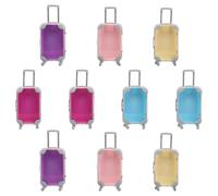 MOLUCKFU 10pcs Mini Suitcase Party Favor Boxes Set, Plastic Candy Storage Containers in Lake Blue, Pink, Rose Red, Light Purple, and Bright Yellow, for Birthday, Cruise, Wedding, and Travel