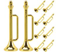 MOLUCKFU 10pcs Miniature Trumpet Musical Instruments Set, Tiny Dollhouse Decoration Props for Miniature Scene Models, Traditional Mini Trumpet for Doll Accessories and Photo Scenes