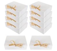 MOLUCKFU 10pcs White Cardboard Proposal Boxes with Ribbon 350g Paper Boxes for Bridesmaid and Maid of Honor Wedding Packaging, Party Favor Storage Containers