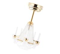 MOLUCKFU 12 Mini Dollhouse LED Candle Chandelier Model, Mini Hanging Ceiling Lamp for Dollhouse Decoration, Realistic Miniature House Scene Accessory