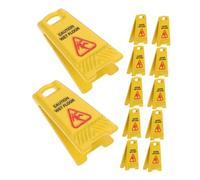 MOLUCKFU 12pcs Dollhouse Miniature Wet Floor Warning Signs for Safety Education Realistic Plastic Caution Signs for Role Play and Scale Dolls House Accessories Enhance Public Safety