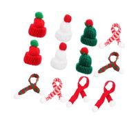 MOLUCKFU 12pcs Mini Knit Christmas Hat and Scarf for Crafts Yarn Miniature Xmas Accessories for Snowman Decoration DIY Doll Hat Making Easy to Attach Festive Ornaments