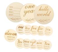 MOLUCKFU 14pcs Wooden Circles Monthly Cards for Newborn Photography Wooden Months Signs Keepsake for First Year Memories Shower