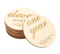 MOLUCKFU 14pcs Wooden Monthly Cards for Unique Birth Announcement Sign for Photo Props and Nursery Decor Capture Precious Moments from Newborn to Year