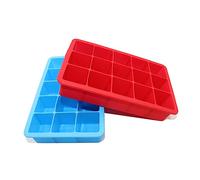 MOLUCKFU 15-Cavity Silicone Ice Cube Cake Mold Red, Flexible DIY Ice Brick Baking Mold for Chilled Desserts and Cocktail Drinks in Home Kitchen