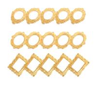 MOLUCKFU 15Pcs Mini Resin Photo Frame Charms for DIY Crafts Small Gold Miniature Picture Frames for Dollhouse Decoration Vintage Style Mini House Decorative